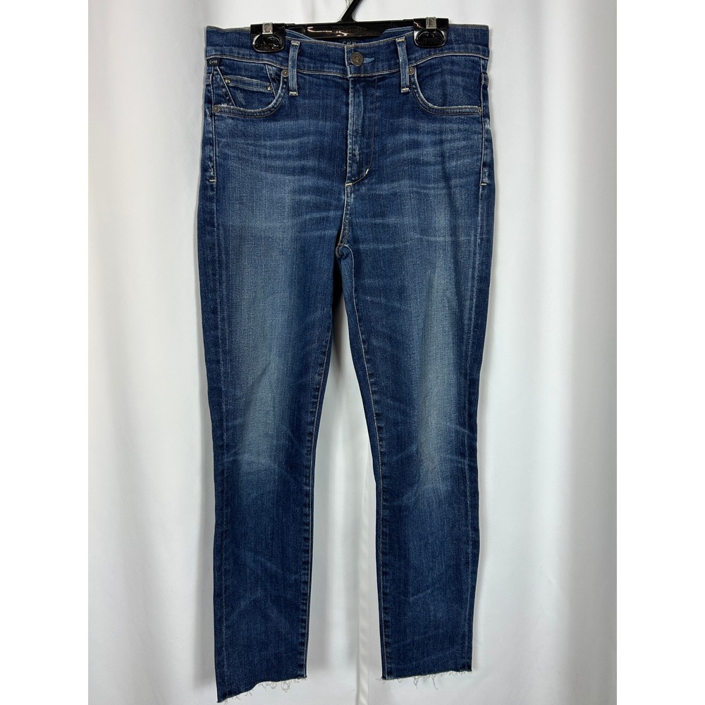 Citizens of Humanity Rocket Crop Skinny Jeans Medium Wash Raw Hem Size 27